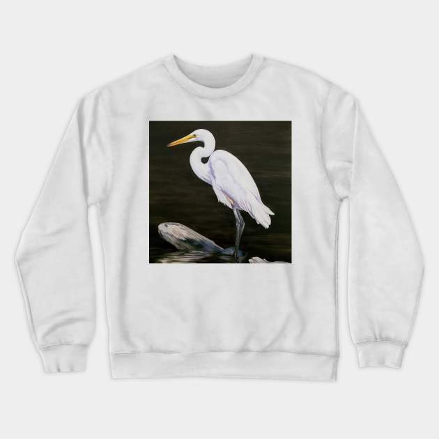 Great White Egret Painting Crewneck Sweatshirt by EmilyBickell